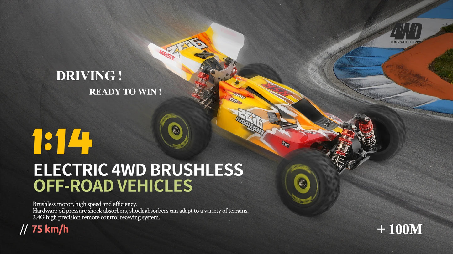 WLtoys 144010 144001 75KM/H 2.4G Racing RC Car Brushless 4WD High Speed Off-Road Remote Control Drift car