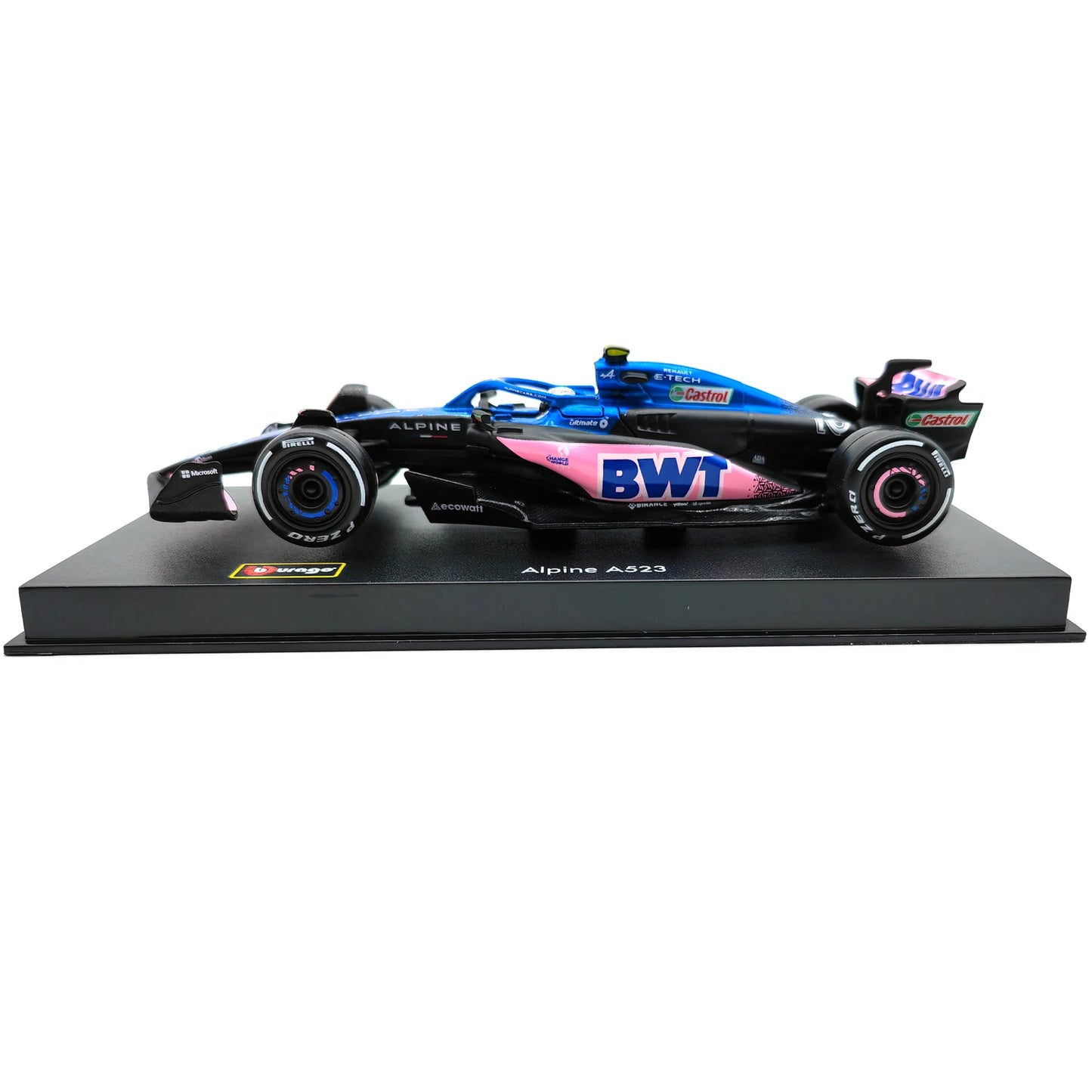 Bburago 1:43 BWT Alpine 2023 A523 F1 Formula Car Die Cast Vehicles Collectible Model Racing Toys Acrylic Box