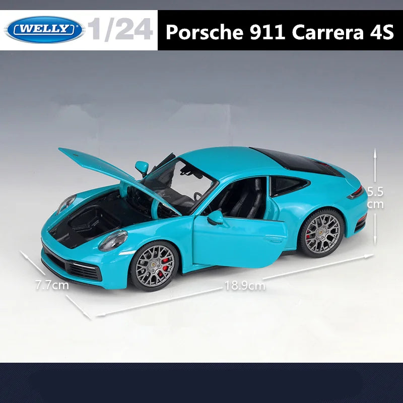 Welly 1:24 Porsche 911 Carrera 4S Coupe Alloy Sports Car Model Diecasts Metal