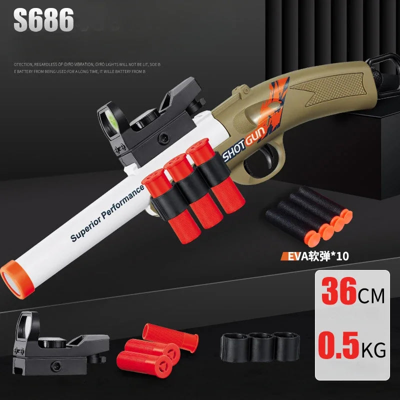 2024 S686 Shotgun Shell Ejecting Soft Bullet Toy Gun