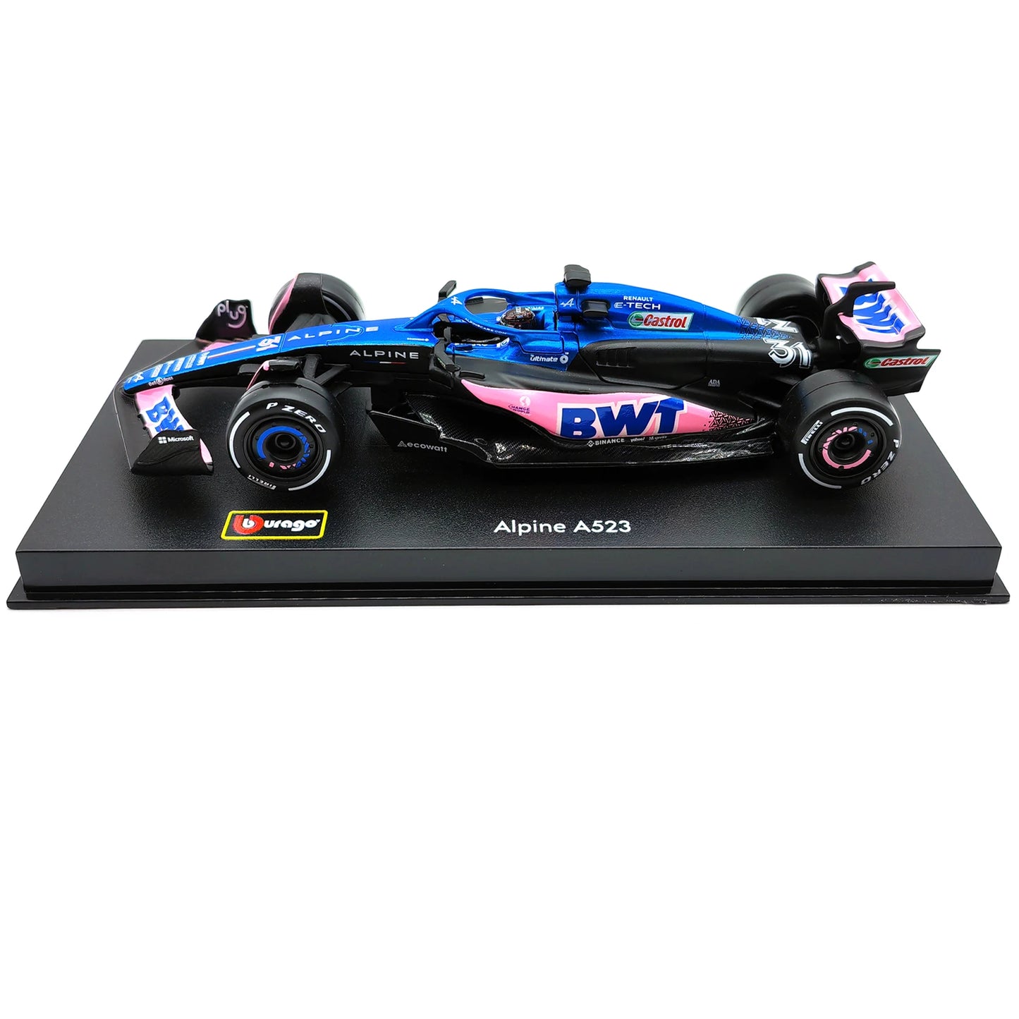 Bburago 1:43 BWT Alpine 2023 A523 F1 Formula Car Die Cast Vehicles Collectible Model Racing Toys Acrylic Box