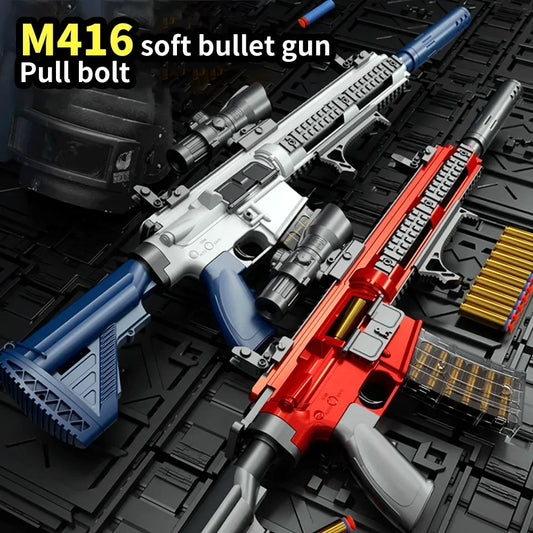 2024 M416 Shell Ejection Soft Bullet Toy Gun EVA Rifle Manual Loading Weapon