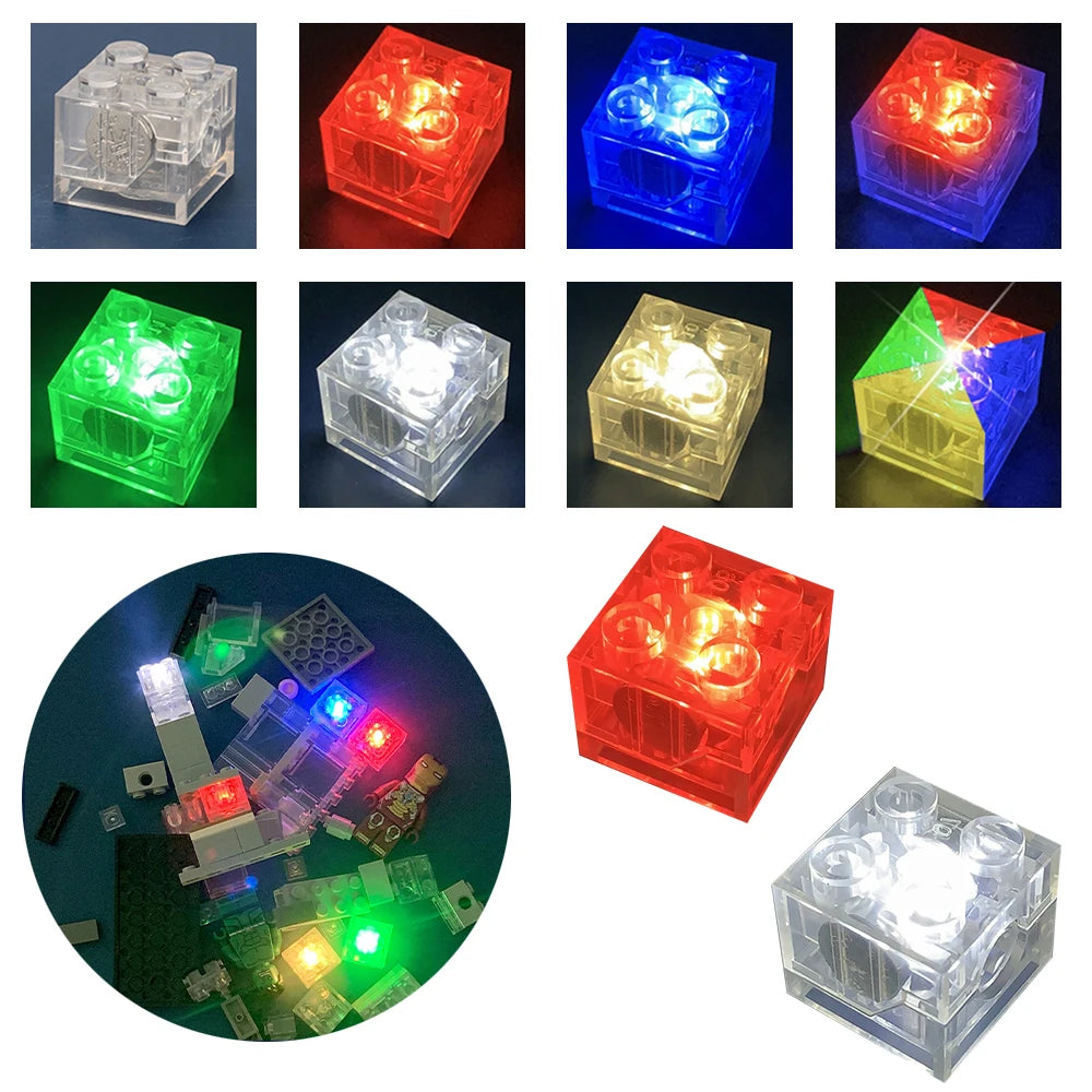 Building Blocks Parts Mini Figures LED Light 2X2 Classic Bricks Educational Light-Emitting Toy