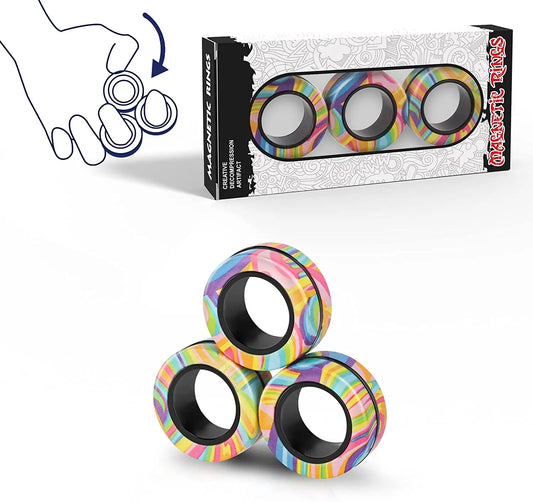 3pcs Finger Magnetic Rings Colorful Fidget