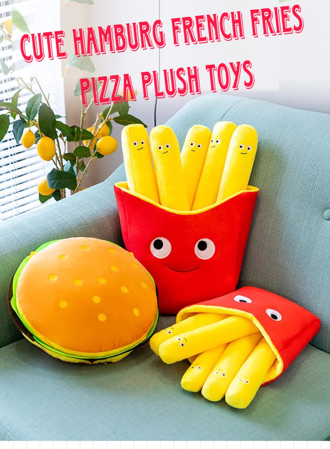 30cm Hamburger, French Fries, Pizza Plush Toys