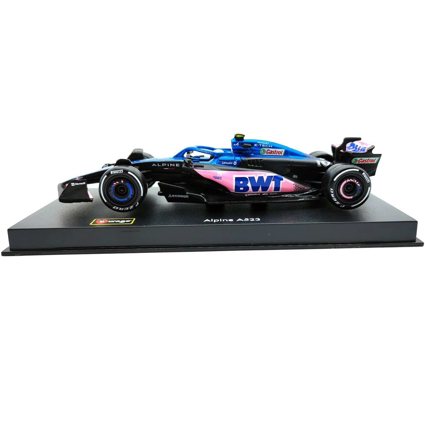 Bburago 1:43 BWT Alpine 2023 A523 F1 Formula Car Die Cast Vehicles Collectible Model Racing Toys Acrylic Box