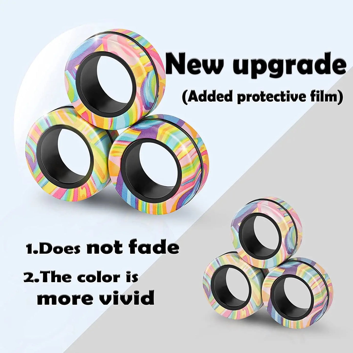 3pcs Finger Magnetic Rings Colorful Fidget