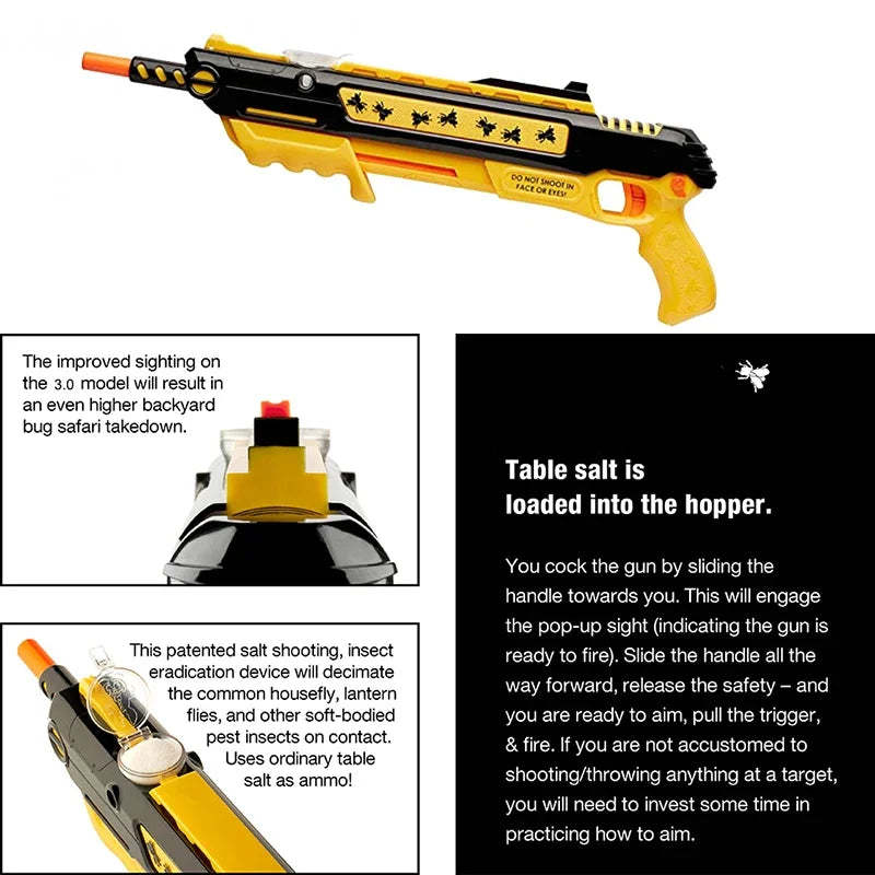 Upgraded accurate Bug-A-Salt Gun Fly and Mosquito Killer