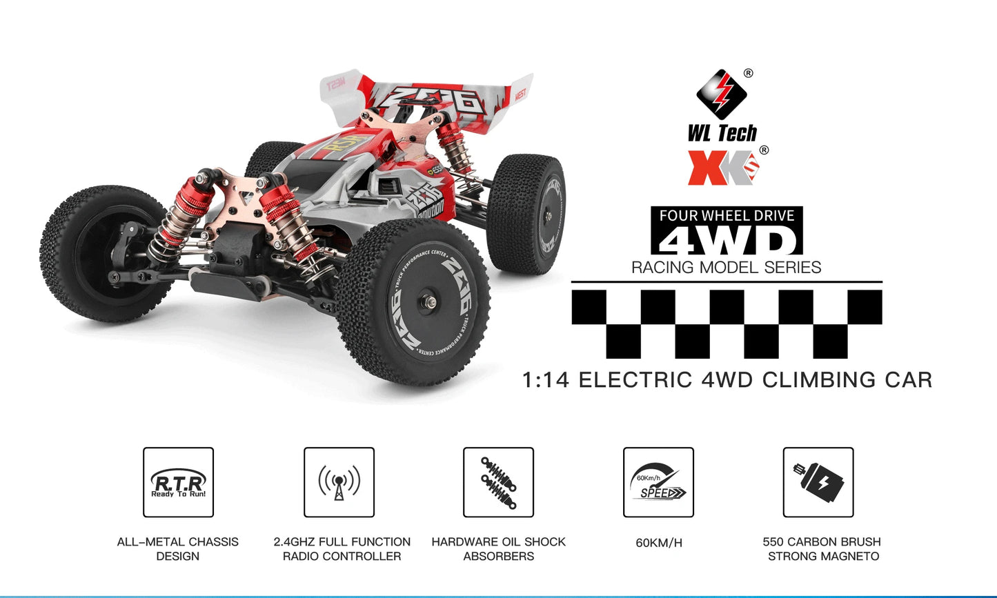 WLtoys 144010 144001 75KM/H 2.4G Racing RC Car Brushless 4WD High Speed Off-Road Remote Control Drift car