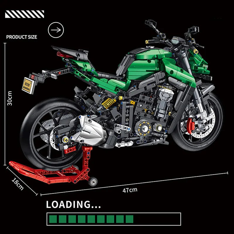 Technical MOC Kawasaki Z1000 Motorcycle Model Building Blricks