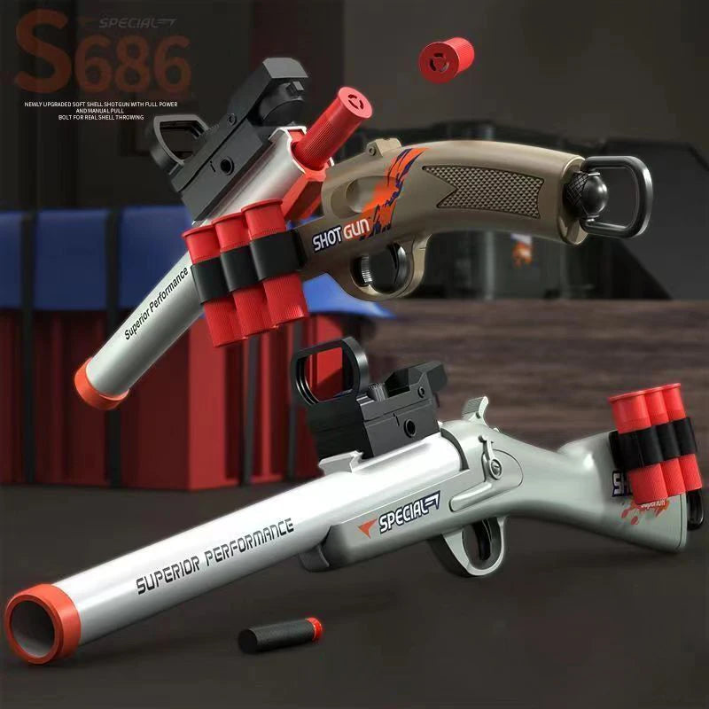 2024 S686 Shotgun Shell Ejecting Soft Bullet Toy Gun