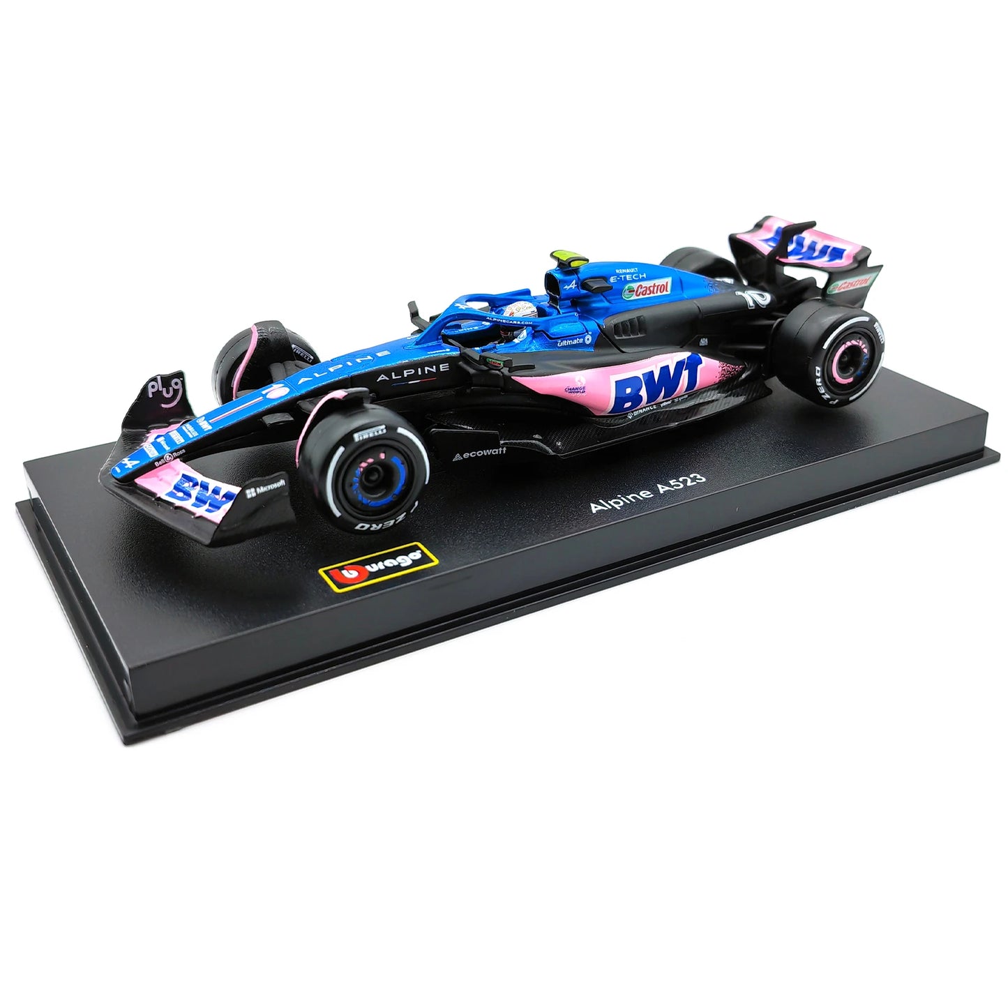 Bburago 1:43 BWT Alpine 2023 A523 F1 Formula Car Die Cast Vehicles Collectible Model Racing Toys Acrylic Box