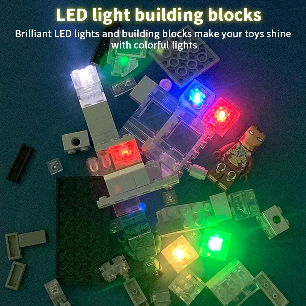 Building Blocks Parts Mini Figures LED Light 2X2 Classic Bricks Educational Light-Emitting Toy