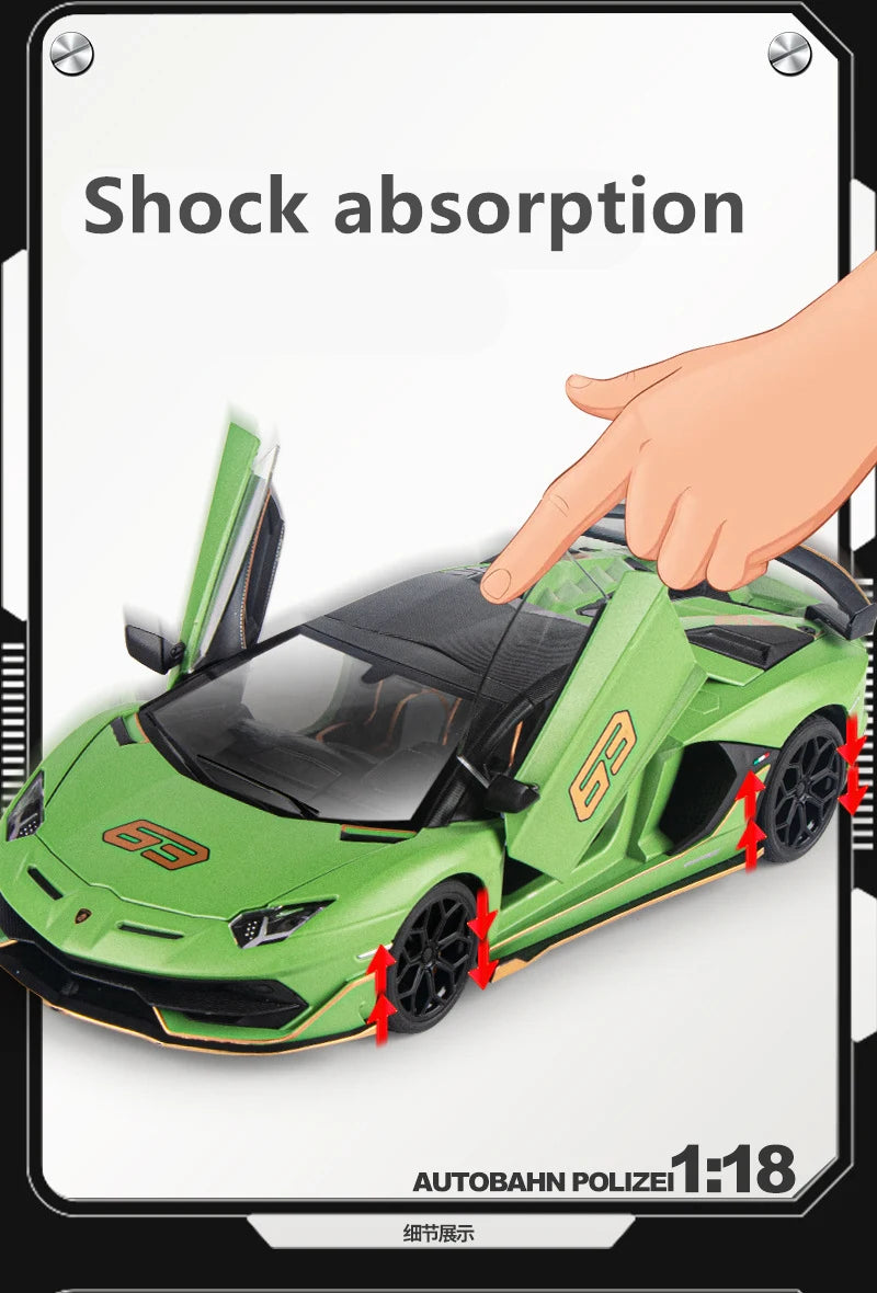 1/18 Aventadors SVJ 63 Alloy Racing Car Model Diecasts Metal