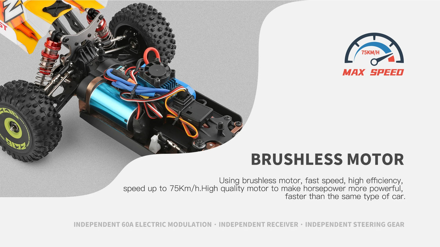 WLtoys 144010 144001 75KM/H 2.4G Racing RC Car Brushless 4WD High Speed Off-Road Remote Control Drift car