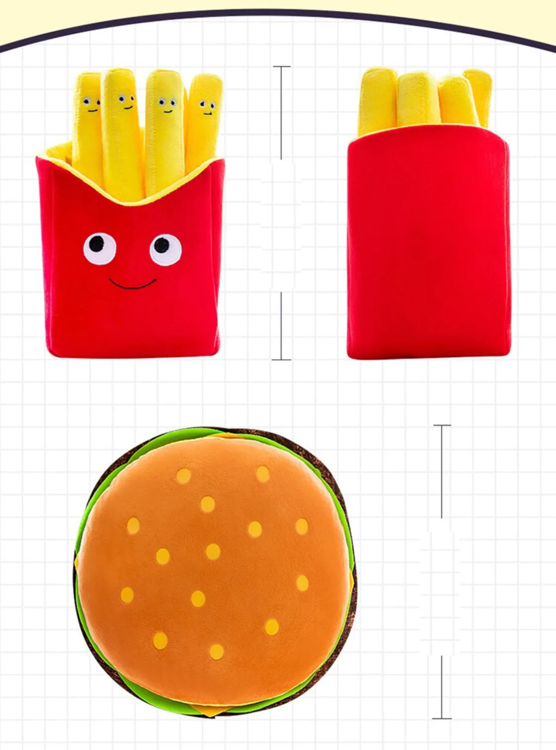 30cm Hamburger, French Fries, Pizza Plush Toys